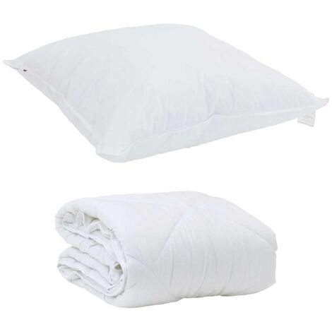 Duvet toutes saisons avec oreiller 2 pcs，Couette Blanc Microfibre CFW58337