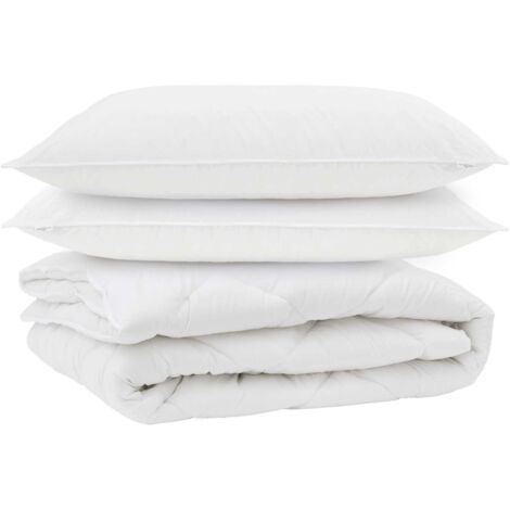 Duvet toutes saisons avec oreiller 3 pcs Blanc Microfibre