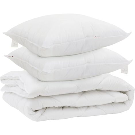 Duvet toutes saisons avec oreiller 3 pcs Blanc Microfibre