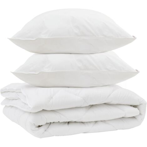 Duvet toutes saisons avec oreiller 3 pcs Blanc Microfibre