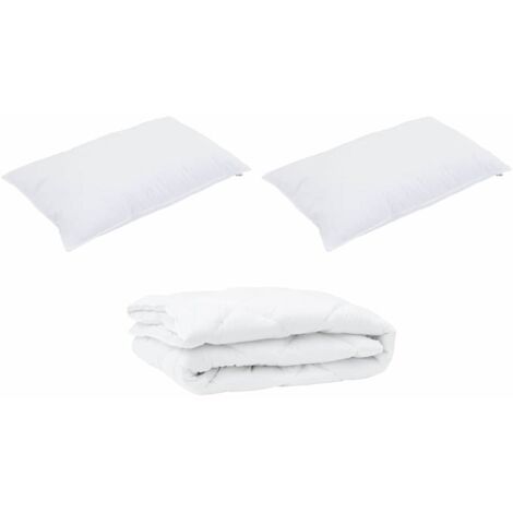 Duvet toutes saisons avec oreiller 3 pcs，Couette Blanc Microfibre CFW96767