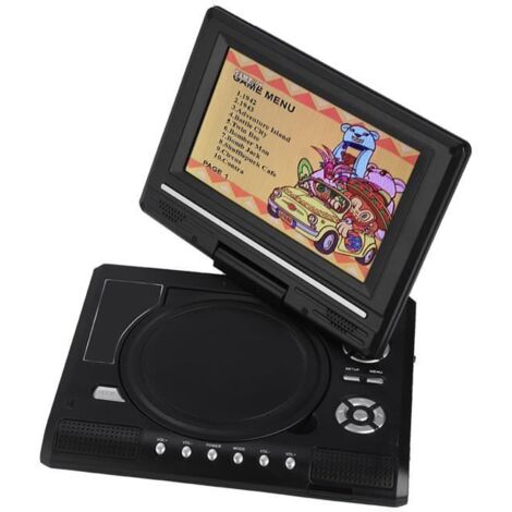 DVD mobile 7,8 po Lecteur DVD Portable Écran Pivotant Chargeur de Voiture TV Manette de Jeu 100-240V
