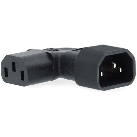 DVEXTENTION  IEC-320-C13  IEC-320-C14  COUDÉ À GAUCHE  PLAQUÉ NICKEL  PVC  NOIR  BOÎTE  1 PIÈCES NEDIS