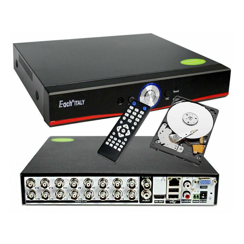 Dvr 16 Canaux Ahd Cvi Tvi Cvbs Ip Hybride P2p Cloud Disque Dur 1 Tb Video Surveillance