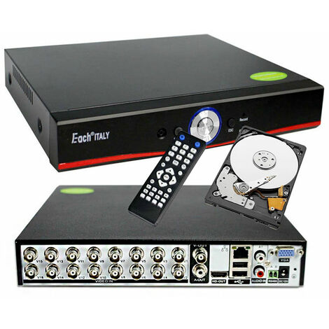 DVR HÍBRIDO AHD CVI TVI CVBS IP 16 CANALES UTC FULL HD 1080P P2P CLOUD DISCO DURO 2 TB
