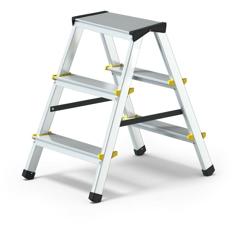 Monmobilierdesign - dwa Escabeau double pliable en aluminium 3 marches