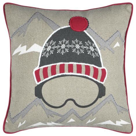 DWAYNE oreiller 40x40 chapeau lunettes montagnes
