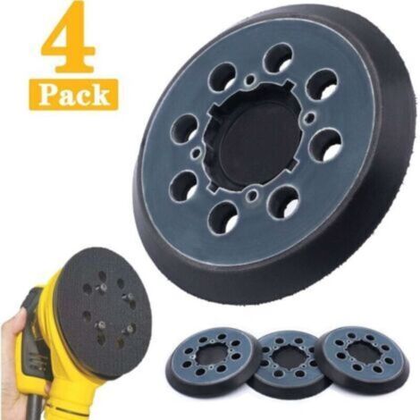 DWE6423 – Plaque d’abrasion pour ponceuse orbitale 125 mm, lot de 4 pièces avec fixation à 8 trous, couleur bleue