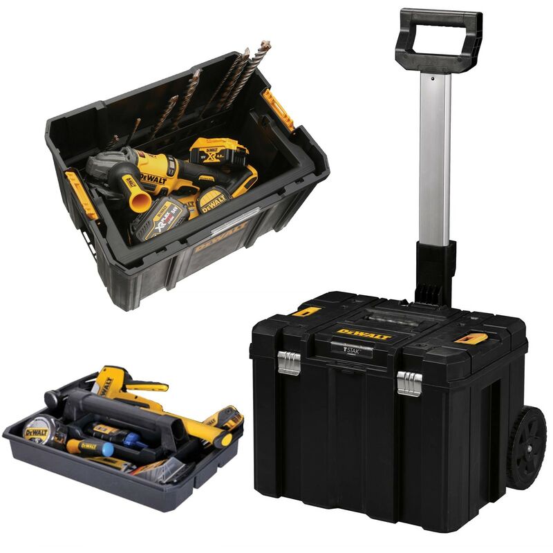 Dewalt - DEW181682 TStak Rolling Mobile Tool Storage Box + Open Tote Tool Box Case