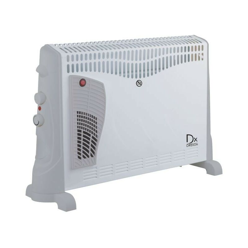 Dx Drexon 743300 - Convecteur mobile turbo 2000W - 69.5x 20 x 44,5 cm - Thermostat mécanique - Blanc/ gris