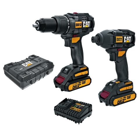 DX12 IMPACT DRILL KIT + DX71 IMPACT WRENCH WITH BATTERIES CATERPILLAR DX12
