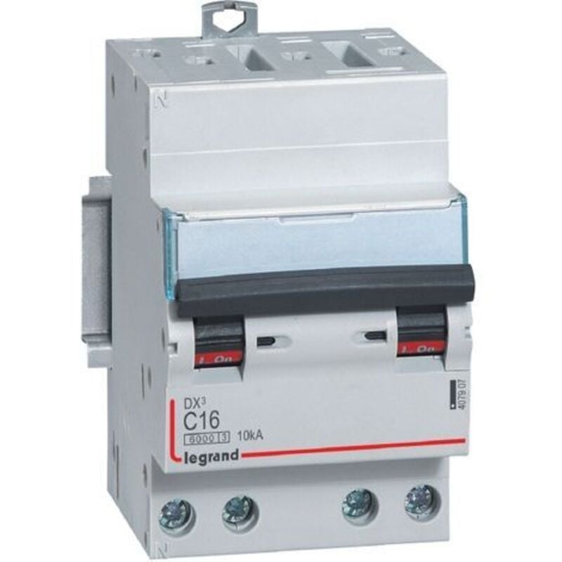 Disjoncteur DX³6000 10kA arrivée haute automatique départ bas vis 4 Pôles 400V 16A courbe c peigne HX³ optimisé Legrand 407914