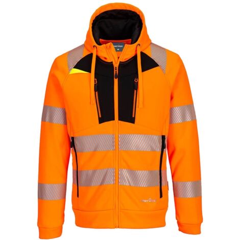 Dx4 - Hochsichtbarer Kapuzen-Sweatshirt mit Reißverschluss - Größe XXL - Orange/Schwarz - Portwest