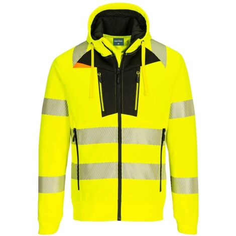 Dx4 - Hochsichtbarer Kapuzen-Sweatshirt mit Reißverschluss - Größe XXXL - Gelb/Schwarz - Portwest