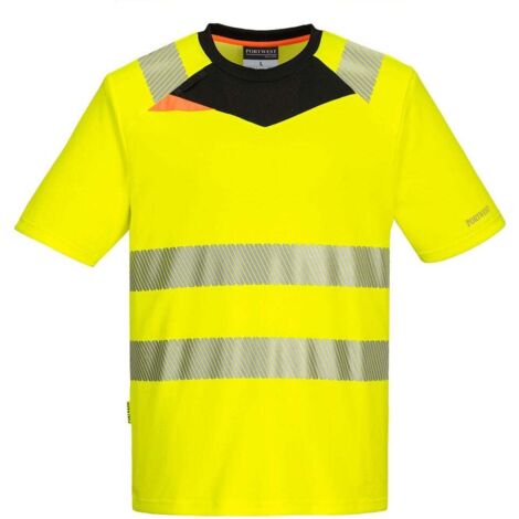 Dx4 Tee-shirt Haute Visibilité S/s Couleur : Jaune/noir Taille L - Portwest