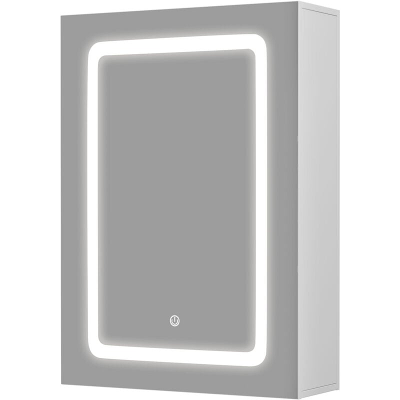 Armoire de toilette avec éclairage, armoire de toilette suspendue à une porte, interrupteur à effleurement, led dimmable, 50L x 70B cm - Dyhome
