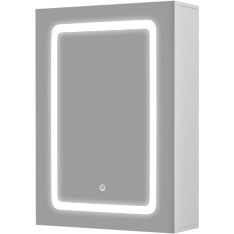 DYHOME Armoire de toilette avec éclairage, armoire de toilette suspendue à une porte, interrupteur à effleurement, LED dimmable, 50L x 70B cm