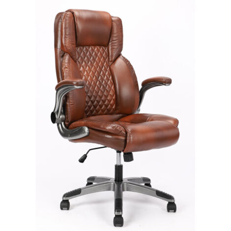 DYHOME Chaise de bureau, conception ergonomique,dossier et accoudoirs réglables, capacité maximale de 180 kg, couleur marron