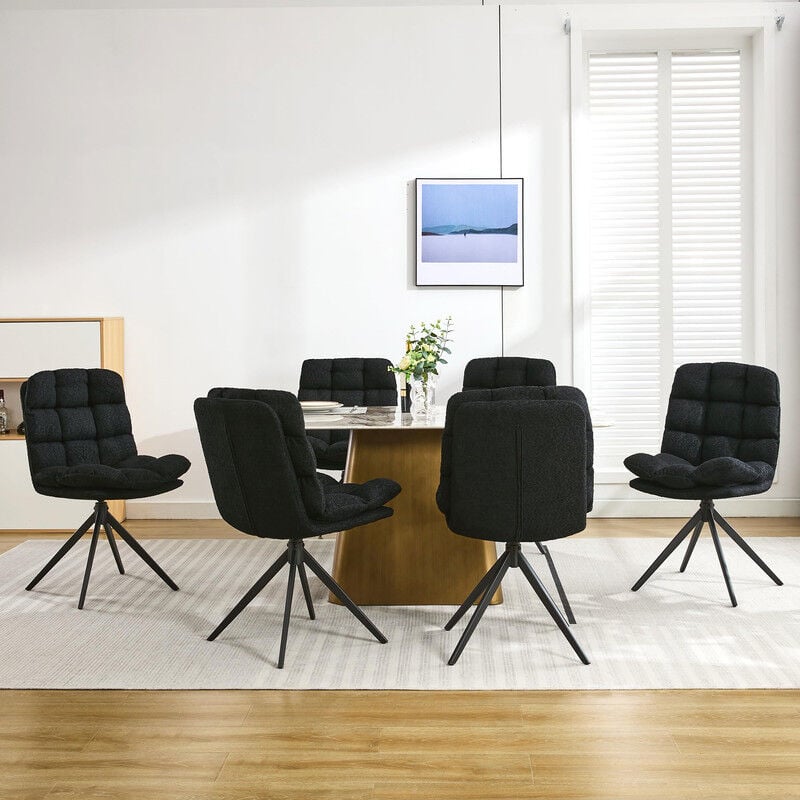 Dyhome - Chaise de Salle à Manger 6 pièces, Chaise de Salle à Manger pivotante avec Coussin Amovible, Chaise de Cuisine rembourrée pour Salle à