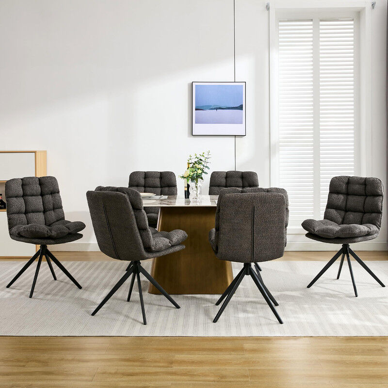 Dyhome - Chaise de Salle à Manger 6 pièces, Chaise de Salle à Manger pivotante avec Coussin Amovible, Chaise de Cuisine rembourrée pour Salle à