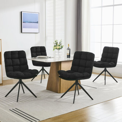 DYHOME Chaise de Salle à Manger 4 pièces, Chaise de Salle à Manger pivotante avec Coussin Amovible, Chaise de Cuisine rembourrée pour Salle à Manger, Salon, Bureau, Noir