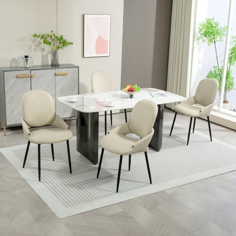 Dyhome - Chaise de table à manger Chaise de cuisine moderne (lot de 4), chaise de salle à manger en cuir pu avec pieds en métal et dossier amovible,