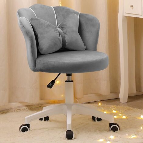 DYHOME Chaise pivotante en velours réglable en hauteur à 360°, chaise ergonomique (gris)