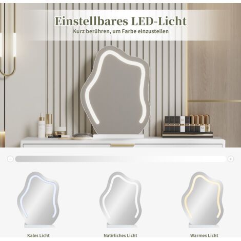 DYHOME Meuble-lavabo avec miroir éclairé par LED Conception coulissante Tabouret non inclus