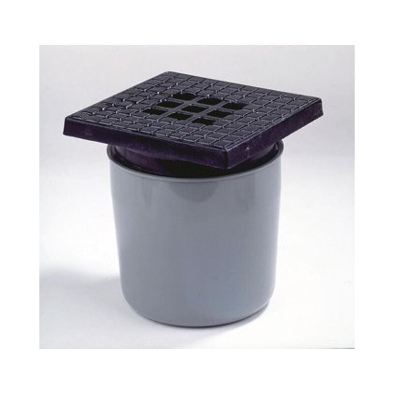 Dyka - sol de douche abs avec grille en fonte avec évacuation base 75mm 20x20cm profondeur d'encastrement 190 200mm avec siphon 50mm