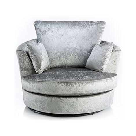 Dylan Crushed Velvet Fabric Swivel Chair in Silver