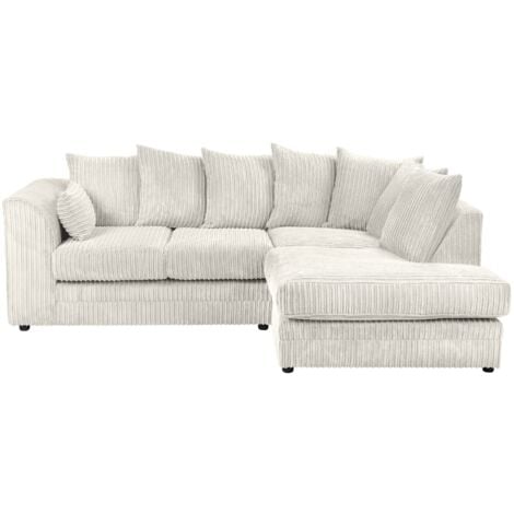 Dylan Jumbo Cord Fabric 4 Seater L-Shape Corner Sofa in Cream (Right Hand Corner)