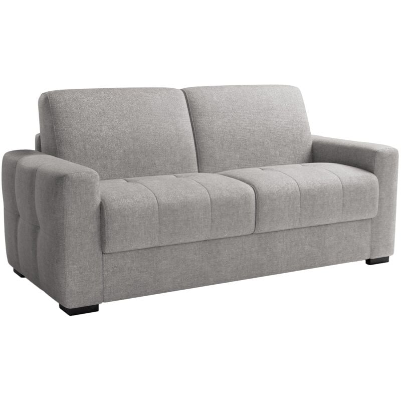 Mobilier Deco - dylane - Canapé 3 places convertible rapido tissu capitonné gris clair matelas 22 cm