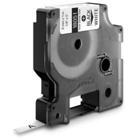 Dymo 0071701180513 Tubo termorretráctil negro sobre blanco 6 mm