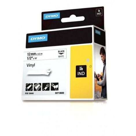 DYMO LabelManager cassette ruban D1 durable, haute résistance, Noir/Blanc,  12mm x 5,5m