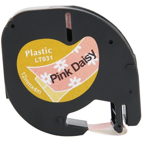 Dymo 12mm Thermoklebeband, niedliche rosa Blumenetiketten für Büroorganisation und Geschenkverpackung.