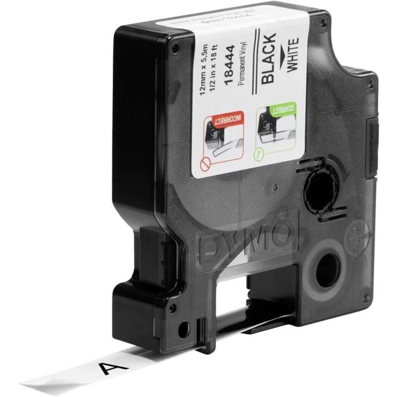 Ruban encreur Dymo ind rhino 18444 Vinyle Couleur de ruban: blanc Couleur de police:noir 12 mm 5.5 m