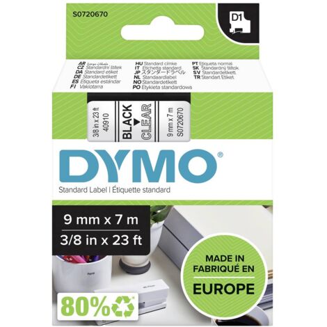 Ruban étiqueteuse Dymo 9 mm x 7 m écriture noire