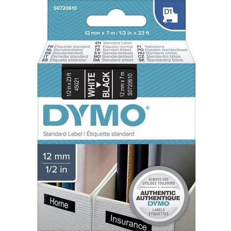 Dymo Cassette Ruban étiqueteuse LetraTag fond plastique blanc origine, 12mm  x 4 metres à prix pas cher