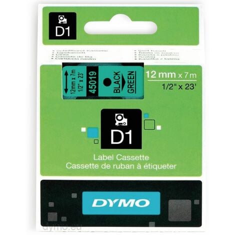 DYMO Beschriftungsband D1 für LabelManager, schwarz auf grün, Standard, 12 mm