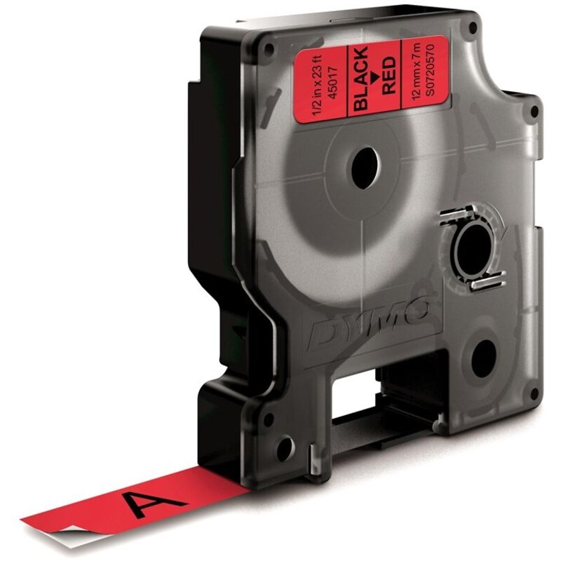 Schriftband D1 45017 12mm x 7m schwarz auf rot