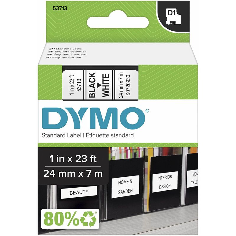 Dymo D1 Label Tape 24mm Black White - ES53713