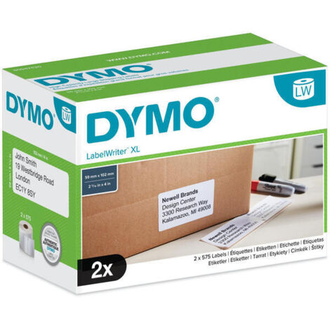 Dymo cinta de etiquetas de envo de alta capacidad blanco de 59x102mm 2 rollos para rotuladora labelwriter