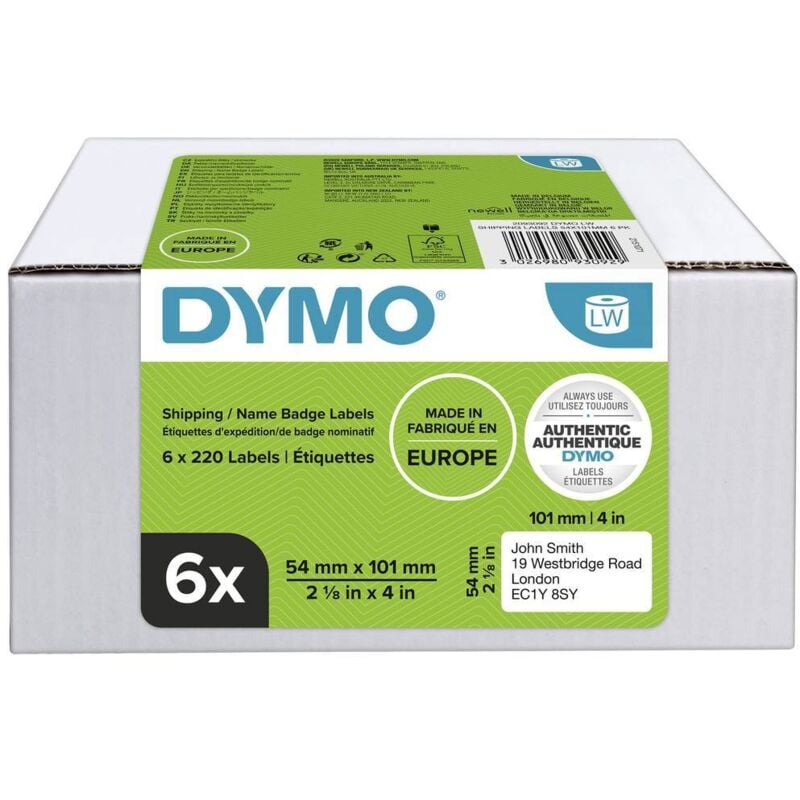 DYMO Rouleau d'étiquettes pack bundle 2093092 2093092 101 x 54 mm papier blanc 1320 pc(s) fixation permanente Etiquette
