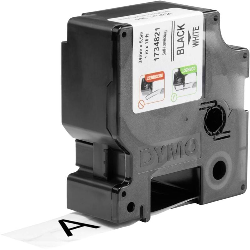 Bande auto-plastifiante Dymo ind rhino 1734821 Vinyle Couleur de ruban: blanc Couleur de police:noir 24 mm 5.5 m