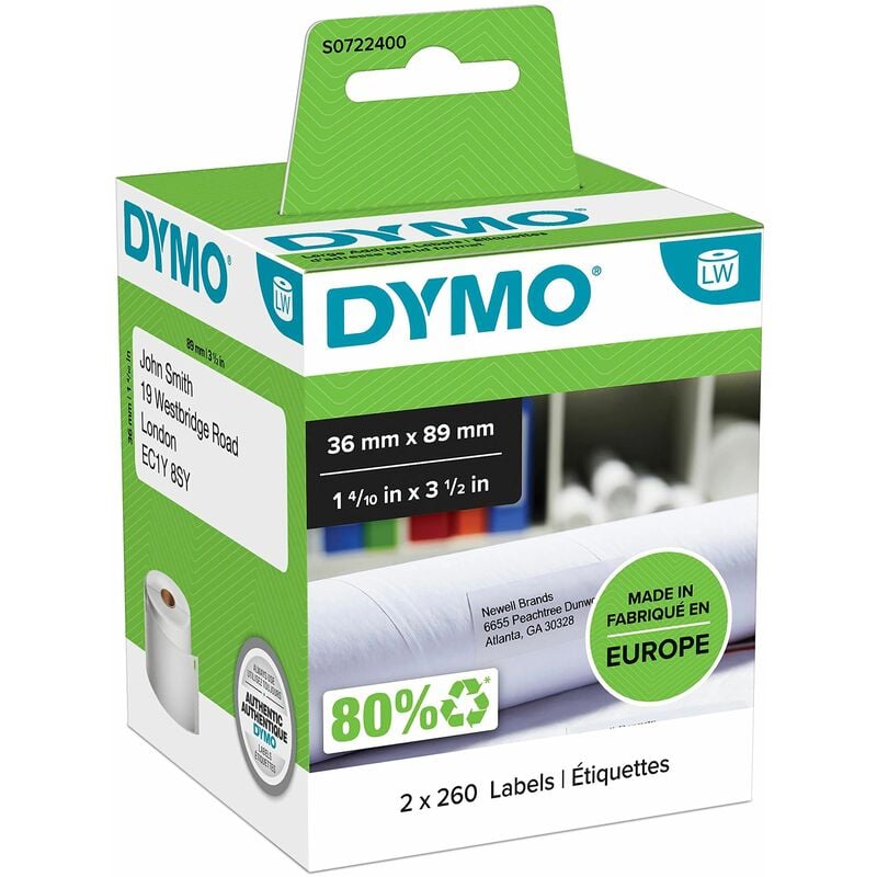 Dymo - Label Writer Labels 8 9X36MM (Pack-2) Black 99012