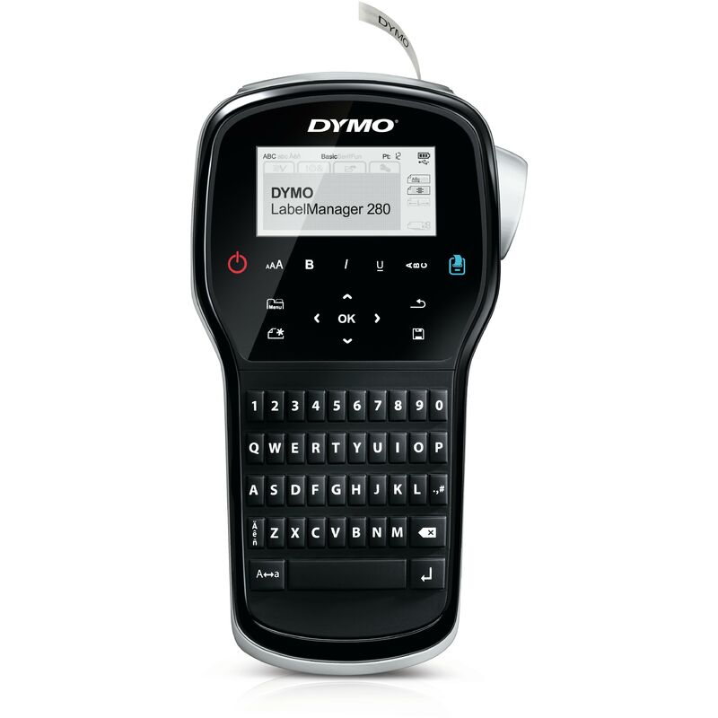 Image of LabelManager 280 kit di etichettatrici portatili e ricaricabili tastiera qwerty con 2 rotoli di etichette D1 e custodia da trasporto - Dymo