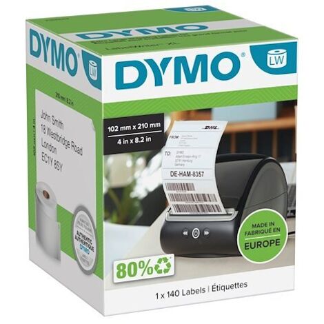DYMO Rouleau d'étiquettes 102 x 210 mm blanc 140 pc(s) fixation permanente 2166659 Etiquette d'expédition