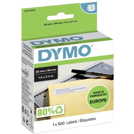 DYMO Rouleau d'étiquettes 11352 S0722520 54 x 25 mm papier blanc 500 pc(s) fixation permanente Etiquette universelles