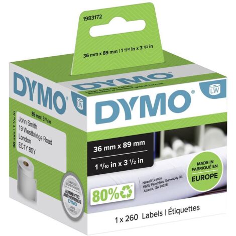 DYMO Rouleau d'étiquettes 1983172 1983172 89 x 36 mm papier blanc 260 pc(s) fixation permanente Etiquette d'expédition