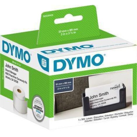 DYMO Rouleau d'étiquettes S0929100 S0929100 89 x 51 mm papier blanc 300 pc(s) colle temporaire Cartes de rendez-vous, C